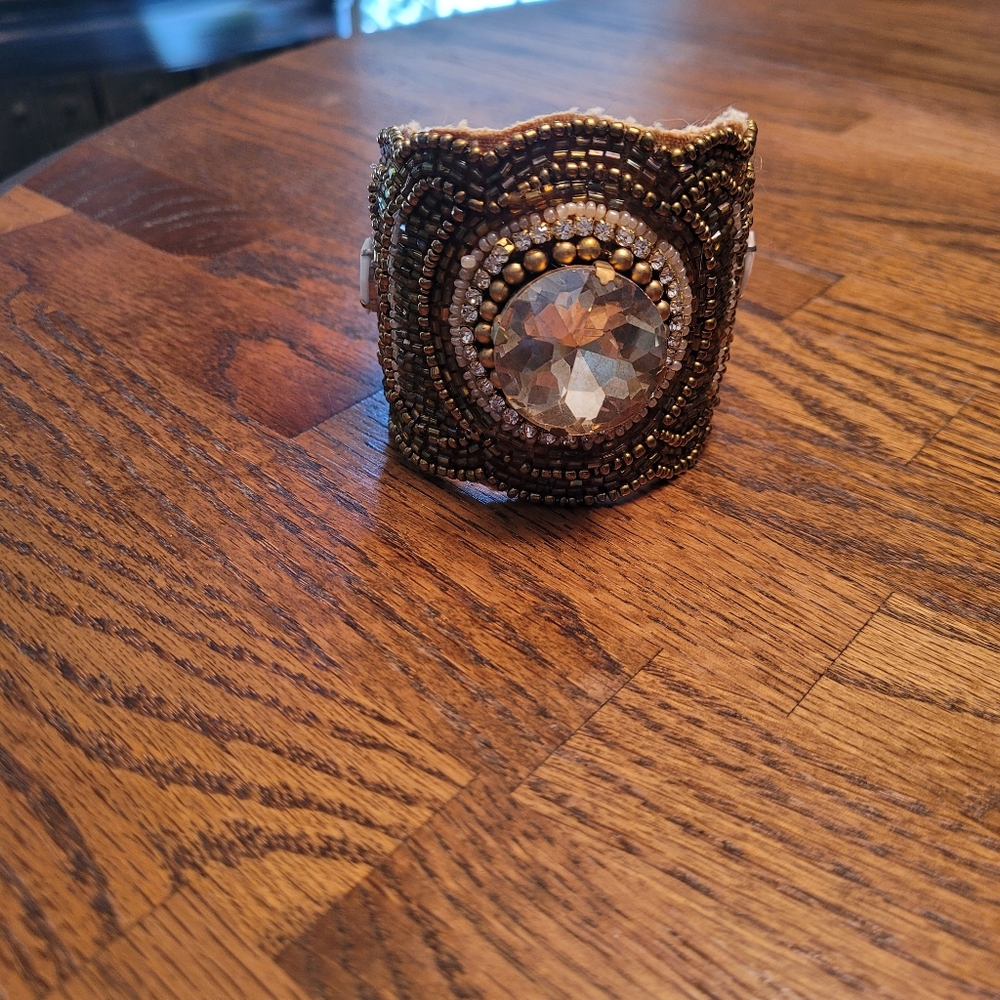 NEW gold beaded cuff bracelet